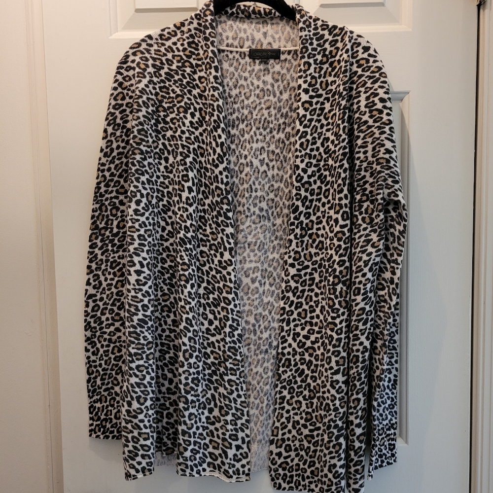 Cashmere Cheetah Print Cardigan - sz M